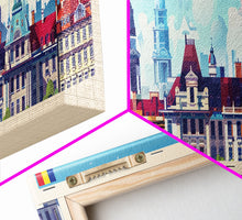 Carregar imagem no visualizador da galeria, Bucharest Romania Wall Art, Panoramic Travel Poster, Panoramic Framed Canvas Print, City Wall Art, Wall Hanging Home Decor, Travel Art
