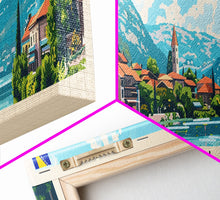 Cargar imagen en el visor de la galería, Cazin Bosnia Travel Art, City Art, Framed Canvas Print or Metal Wall Art, Europe Travel Poster, Panoramic Wall Art, Extra Wide Wall Art
