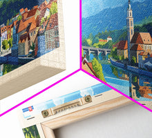 Cargar imagen en el visor de la galería, Celje Slovenia Panoramic Travel Poster, Framed Canvas Print or Metal Wall Art, Travel Art, Home Decor, Panoramic Painting, Midcentury Art
