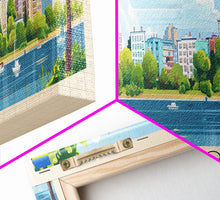 Load image into Gallery viewer, Dnipro Ukraine Wall Art, Panoramic Travel Poster, Panoramic Framed Canvas Print, City Wall Art, Wall Hanging Home Decor, Travel Art
