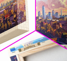 Load image into Gallery viewer, Donetsk Ukraine Panoramic Travel Poster, Framed Canvas Print or Metal Wall Art, Travel Art, Home Decor, Panoramic Painting, Midcentury Art
