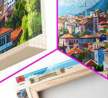 Load image into Gallery viewer, Elbasan Albania Travel Print Wall Art, Panoramic City Art, Travel Art, Wall Decor, Vacation Gift, Framed Canvas Print Or Metal Art
