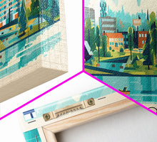 Load image into Gallery viewer, Espoo Finland Wall Art, Panoramic Travel Poster, Panoramic Framed Canvas Print, City Wall Art, Wall Hanging Home Decor, Travel Art
