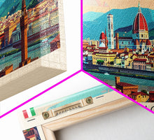 Carregar imagem no visualizador da galeria, Florence Italy Panoramic Travel Poster, Framed Canvas Print or Metal Wall Art, Travel Art, Home Decor, Panoramic Painting, Midcentury Art

