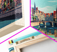 Load image into Gallery viewer, Ghent Belgium Wall Art, Panoramic Travel Poster, Panoramic Framed Canvas Print, City Wall Art, Wall Hanging Home Decor, Travel Art
