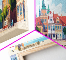 Carregar imagem no visualizador da galeria, Gliwice Poland Panoramic Travel Poster, Framed Canvas Print or Metal Wall Art, Travel Art, Home Decor, Panoramic Painting, Midcentury Art
