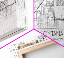 Cargar imagen en el visor de la galería, Fontana Street Map, California Map, Map Art, Minimalist Art, Wall Art, Canvas Art, Gift For Couples, Game Room Prints, Above Bed Décor

