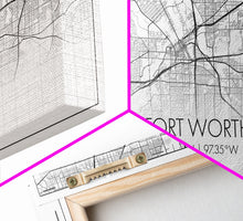 Load image into Gallery viewer, Fort Worth Map, Texas Map, Map Art, Minimalist Art, Wall Art, Canvas Art, Lake House Décor, RV Wall Décor, Birthday Gift, Office Wall Print
