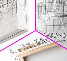 Load image into Gallery viewer, Garland City Map, Texas Map, Map Art, Minimalist Art, Wall Art, Canvas Art, Western Décor, Rustic Farmhouse Décor, Best Friend Gift, Office
