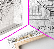 Cargar imagen en el visor de la galería, Huntington Beach City Map, California Map, Map Art, Modern Art, Wall Art, Canvas Art, Coastal Wall Art, Ocean Wall Art, Travel Gifts For Men
