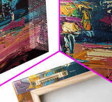 Load image into Gallery viewer, Colorful Skeleton Nutcracker Framed Canvas Print, Halloween Nutcracker Decor, Spooky Toy Art, Skeleton Wall Art, Haunted Nutcracker Print
