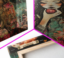 Load image into Gallery viewer, Ghostly Witch With Red Apple, Framed Canvas Print, Wall Art, Spooky Decor, Halloween Decoration, Living Room Art, Unique Gift
