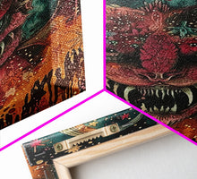 Cargar imagen en el visor de la galería, Fantastical Demon with Stars Framed Canvas Print | Halloween Monster Art | Spooky Starry Art | Scary Demon Art for Home Decoration
