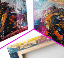 Load image into Gallery viewer, Halloween Art of a Werewolf in a Dress Eating Pizza Under the Moonlight, Perfect for Adding a Playful Touch to Spooky Decor
