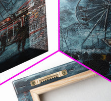 Load image into Gallery viewer, Eerie Carnival, Halloween Art, Spooky Wall Decor, Framed Canvas Print, Creepy Art, Halloween Wall Decor, Seasonal Wall Art, Scary Artwork
