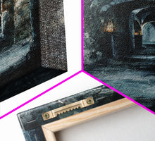 Load image into Gallery viewer, Dark Gothic Hallway Halloween Art, Spooky Hallway, Haunted Passage, Creepy Architecture, Gothic Decor, Framed Canvas Print
