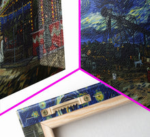 Load image into Gallery viewer, Spooky Haunted Carnival, Framed Canvas Print, Starry Night Inspired Spooky Season Wall Art, Halloween Prop
