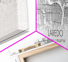 Load image into Gallery viewer, Panoramic Laredo City Map, Texas Art, Map Print, Minimalist Wall Art, Canvas Art, Housewarming Gift, Street Map Art, Closing Gift
