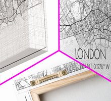 Load image into Gallery viewer, Panoramic London City Map, United Kingdom Art, Map Print, Minimalist Wall Art, Canvas Art, Housewarming Gift, Street Map Art, Closing Gift
