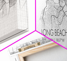 Load image into Gallery viewer, Panoramic Long Beach City Map, California Art, Map Print, Minimalist Wall Art, Canvas Art, Housewarming Gift, Street Map Art, Closing Gift
