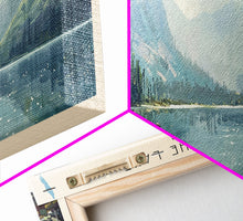 Carregar imagem no visualizador da galeria, Avalanche Lake Montana Panoramic Framed Canvas Print, Lake House Art, Boho Decor, Travel Poster, Nature Wall Art, Serene Scene

