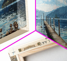 Load image into Gallery viewer, Banks Lake Washington Panoramic Framed Canvas Print, Lake House Decor, Rustic Art, Travel Poster, Scenic View, Home Decoration
