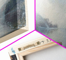 Cargar imagen en el visor de la galería, Big Barbee Lake Indiana Framed Canvas Print, Panoramic Lake House Art, Scenic Painting, Travel Poster, Rustic Decor, Nature Scene
