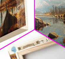Carregar imagem no visualizador da galeria, Big Trout Lake Framed Canvas Print, Lake House Art, Panoramic Scenic View, Travel Poster, Minimalist Wall Art, Lake Painting

