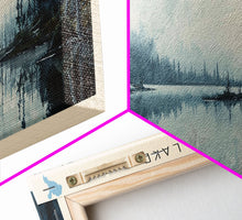 Carregar imagem no visualizador da galeria, Black Lake USA SW Alaska Framed Canvas Print, Lake House Art, Panoramic Scenic View, Travel Poster, Rustic Art, Lake Painting
