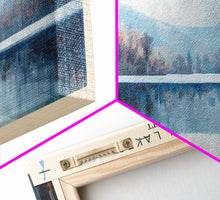 Load image into Gallery viewer, Bolton Lakes Connecticut Framed Canvas Print, Panoramic Lake House Art, Scenic View, Travel Poster, Modern Art, Lake Painting
