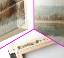 Carregar imagem no visualizador da galeria, Brookville Lake Indiana Framed Canvas Print, Lake House Decor, Panoramic Wall Art, Travel Poster, Rustic Lake Painting, Nature Art
