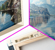 Carregar imagem no visualizador da galeria, Caballo Lake New Mexico Framed Canvas Print, Lake House Art, Panoramic Wall Art, Travel Poster, Modern Lake Painting, Home Decor
