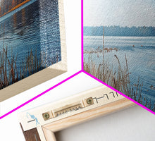 Carregar imagem no visualizador da galeria, Cagles Mill Lake Indiana Framed Canvas Print, Lake House Art, Panoramic Travel Poster, Wall Art, Modern Lake Painting, Home Decor
