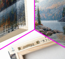 Cargar imagen en el visor de la galería, Castle Rock Lake Wisconsin Framed Canvas Print, Lake House Art, Panoramic Wall Art, Travel Poster, Modern Lake Painting, Home Decor
