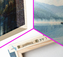 Cargar imagen en el visor de la galería, Clear Lake Framed Canvas Print, Lake House Art, Panoramic Wide Art, Travel Poster, Rustic Lake Painting, Home Decor
