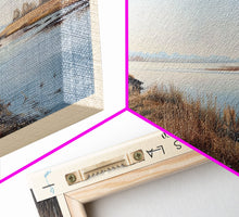 Cargar imagen en el visor de la galería, Conchas Lake New Mexico Framed Canvas Print, Lake House Art, Panoramic Wide Art, Travel Poster, Rustic Lake Painting, Home Decor
