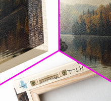 Cargar imagen en el visor de la galería, Cormorant Lake Framed Canvas Print, Lake House Decor, Panoramic Wide Art, Travel Poster, Rustic Lake Painting, Home Decor
