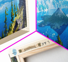 Load image into Gallery viewer, Crab Orchard Lake Illinois Framed Canvas Print, Lake House Art, Panoramic Wide Art, Travel Poster, Modern Lake Painting, Nature Art
