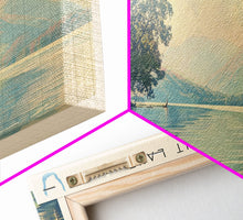 Load image into Gallery viewer, Crean Lake Framed Canvas Print, Lake House Decor, Panoramic Wall Art, Travel Poster, Rustic Lake Painting, Nature Art
