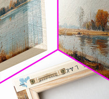 Load image into Gallery viewer, Cumberland Lake Framed Canvas Print, Lake House Art, Panoramic Wall Art, Travel Poster, Modern Lake Painting, Nature Art
