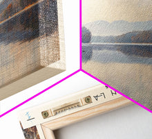 Load image into Gallery viewer, DeQueen Lake Arkansas Framed Canvas Print, Lake House Art, Panoramic Wall Art, Travel Poster, Rustic Lake Painting, Home Decor
