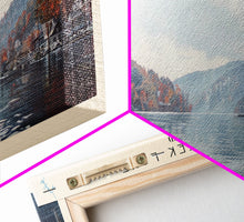 Load image into Gallery viewer, Deep Creek Lake Maryland Framed Canvas Print, Lake House Decor, Panoramic Wall Art, Travel Poster, Modern Lake Painting, Nature Art
