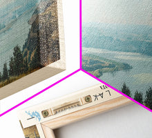 Load image into Gallery viewer, Devils Lake North Dakota Framed Canvas Print, Lake House Art, Panoramic Travel Poster, Wall Art, Modern Lake Painting, Home Decor
