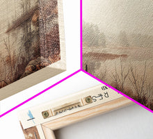 Load image into Gallery viewer, Diamond Hill Reservoir Rhode Island Framed Canvas Print, Panoramic Lake House Decor, Wall Art, Travel Poster, Rustic Lake Painting, Nature Art
