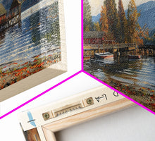 Load image into Gallery viewer, Diamond Lake Oregon Framed Canvas Print, Lake House Art, Panoramic Wall Art, Travel Poster, Modern Lake Painting, Home Decor

