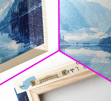 Load image into Gallery viewer, Donner Lake California Framed Canvas Print, Lake House Decor, Panoramic Wall Art, Travel Poster, Modern Lake Painting, Nature Art
