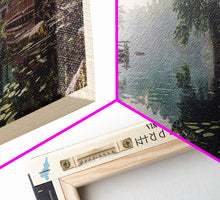 Load image into Gallery viewer, Dutch Springs Pennsylvania Framed Canvas Print, Lake House Art, Panoramic Wall Art, Travel Poster, Rustic Lake Painting, Home Decor
