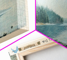 Load image into Gallery viewer, Emma Matilda Lake Wyoming Framed Canvas Print, Lake House Decor, Panoramic Wall Art, Travel Poster, Modern Lake Painting, Nature Art
