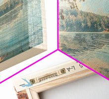 Cargar imagen en el visor de la galería, Fellows Lake Missouri Framed Canvas Print, Lake House Decor, Panoramic Wall Art, Travel Poster, Rustic Lake Painting, Home Decor
