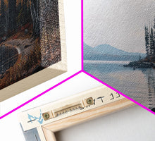 Cargar imagen en el visor de la galería, Flagstaff Lake Maine Framed Canvas Print, Panoramic Lake House Decor, Wall Art, Travel Poster, Peaceful Lake Painting, Nature Art
